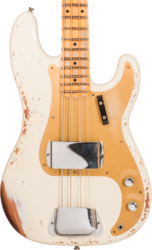 Basse électrique solid body Fender Custom Shop 1958 Precision Bass #CZ569181 - Heavy relic vintage white