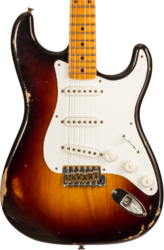 Guitare électrique forme str Fender Custom Shop 70th Anniversary 1954 Stratocaster Ltd - Relic wide-fade 2-color sunburst