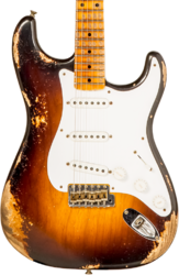 Guitare électrique forme str Fender Custom Shop 70th Anniversary 1954 Stratocaster Ltd #XN4324 - Heavy relic wide fade 2-color sunburst