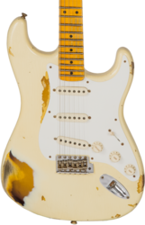 Guitare électrique forme tel Fender Custom Shop 1956 Stratocaster #CZ550419 - Heavy relic vintage white over sunburst