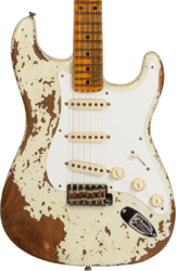 Guitare électrique forme str Fender Custom Shop 1956 Stratocaster #CZ568636 - Super heavy relic aged india ivory