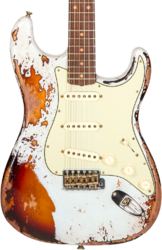 Guitare électrique forme str Fender Custom Shop 1959 Stratocaster #CZ576124 - Super heavy relic sonic blue o. chocolate sunburst