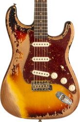 Guitare électrique forme str Fender Custom Shop 1960 Stratocaster Roasted #CZ583123 - Super Heavy Relic 3-Color Sunburst