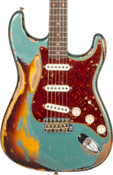 Guitare électrique forme str Fender Custom Shop 1961 Stratocaster Roasted #CZ573502 - Super heavy relic sherwood green metallic o. 3-cs