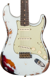 Guitare électrique forme str Fender Custom Shop 1961 Stratocaster #CZ573714 - Heavy relic aged sonic blue o. 3-color sunburst