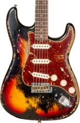 Guitare électrique forme str Fender Custom Shop 1961 Stratocaster #CZ576153 - Super heavy relic black o. 3-color sunburst