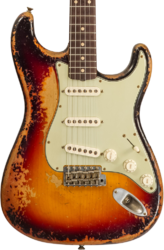 Guitare électrique forme str Fender Custom Shop 1961 Stratocaster Masterbuilt Dale Wilson #CZ552177 - Heavy Relic 3-Color Sunburst