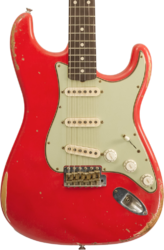 Guitare électrique forme str Fender Custom Shop Stratocaster 1961 Masterbuilt Kyle McMillin #R132221 - Relic Fiesta red