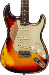Guitare électrique forme str Fender Custom Shop Stratocaster 1961 Masterbuilt K.McMillin #R127893 - Ultimate relic 3-color sunburst