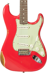 Guitare électrique forme str Fender Custom Shop 1963Stratocaster #R117571 - Relic fiesta red
