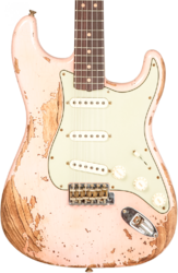 Guitare électrique forme str Fender Custom Shop 1963 Stratocaster #R136150 - Super Heavy Relic Shell Pink