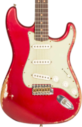 Guitare électrique forme str Fender Custom Shop Stratocaster 1964 Masterbuilt Paul Waller #R129130 - Heavy relic candy apple red