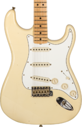 Guitare électrique forme str Fender Custom Shop 1969 Stratocaster #CZ576216 - Journeyman relic aged vintage white