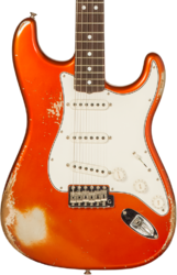 Guitare électrique forme str Fender Custom Shop 1969 Stratocaster #R132166 - Heavy relic candy tangerine