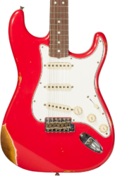 Guitare électrique forme str Fender Custom Shop Late 1964 Stratocaster #CZ568395 - Relic aged fiesta red