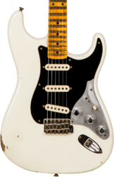 Guitare électrique forme str Fender Custom Shop Poblano II Stratocaster #CZ555378 - Relic olympic white