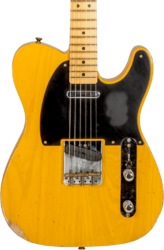 Guitare électrique forme tel Fender Custom Shop 1952 Telecaster #R135225 - Relic aged buttercotch blonde