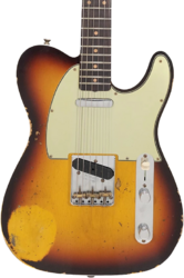 Guitare électrique forme tel Fender Custom Shop 1960 Telecaster - Heavy relic chocolate 3-color sunburst