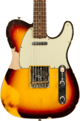 Guitare électrique forme tel Fender Custom Shop 1960 Telecaster - Heavy Relic Chocolate 3-Color Sunburst