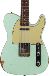 Guitare électrique forme tel Fender Custom Shop 1963 Telecaster #CZ565334 - Relic faded surf green