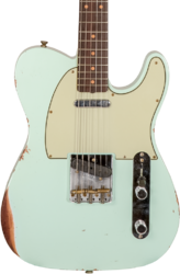 Guitare électrique forme tel Fender Custom Shop 1963 Telecaster #CZ576010 - Relic aged surf green