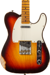 Guitare électrique forme tel Fender Custom Shop 1959 Telecaster Custom #CZ573750 - Relic chocolate 3-color sunburst