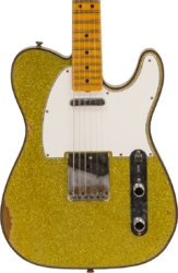 Guitare électrique forme tel Fender Custom Shop 1963  Telecaster Custom Ltd #CZ545983 - Relic chartreuse sparkle