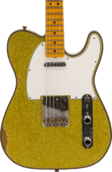 Guitare électrique forme tel Fender Custom Shop 1963 Telecaster Custom Ltd #CZ545983 - Relic chartreuse sparkle