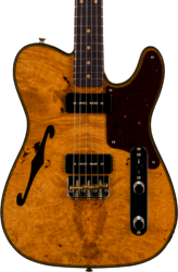 Guitare électrique 1/2 caisse Fender Custom Shop Artisan Dual P90 Maple Burl Tele - Nos aged natural