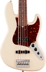 Basse électrique solid body Fender American Professional Jazz Bass V (USA, RW, 5-String) - olympic white