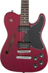 Guitare électrique forme tel Fender Jim Adkins JA-90 Telecaster Thinline (MEX, LAU) - Crimson red transparent