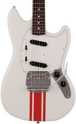 Guitare électrique rétro rock Fender Made in Japan Traditional 60s Mustang - Olympic white w/ red competition stripe