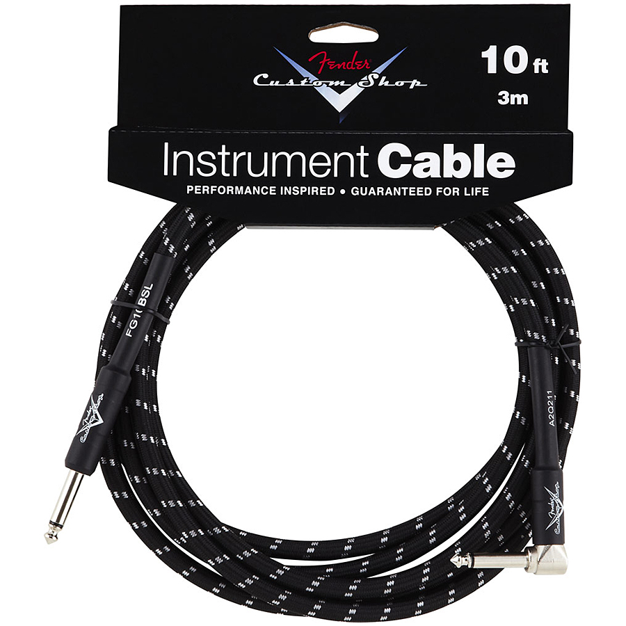 Câble Fender Custom Shop Instrument Cable Black Tweed Angle 3m