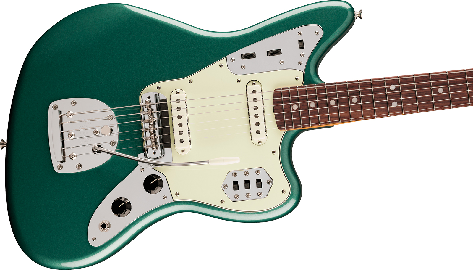 Fender Jaguar Mid 60s Vintera 3 Shsc Mex 2s Trem Rw - Sherwood Green Metallic - Guitare Électrique RÉtro Rock - Variation 2