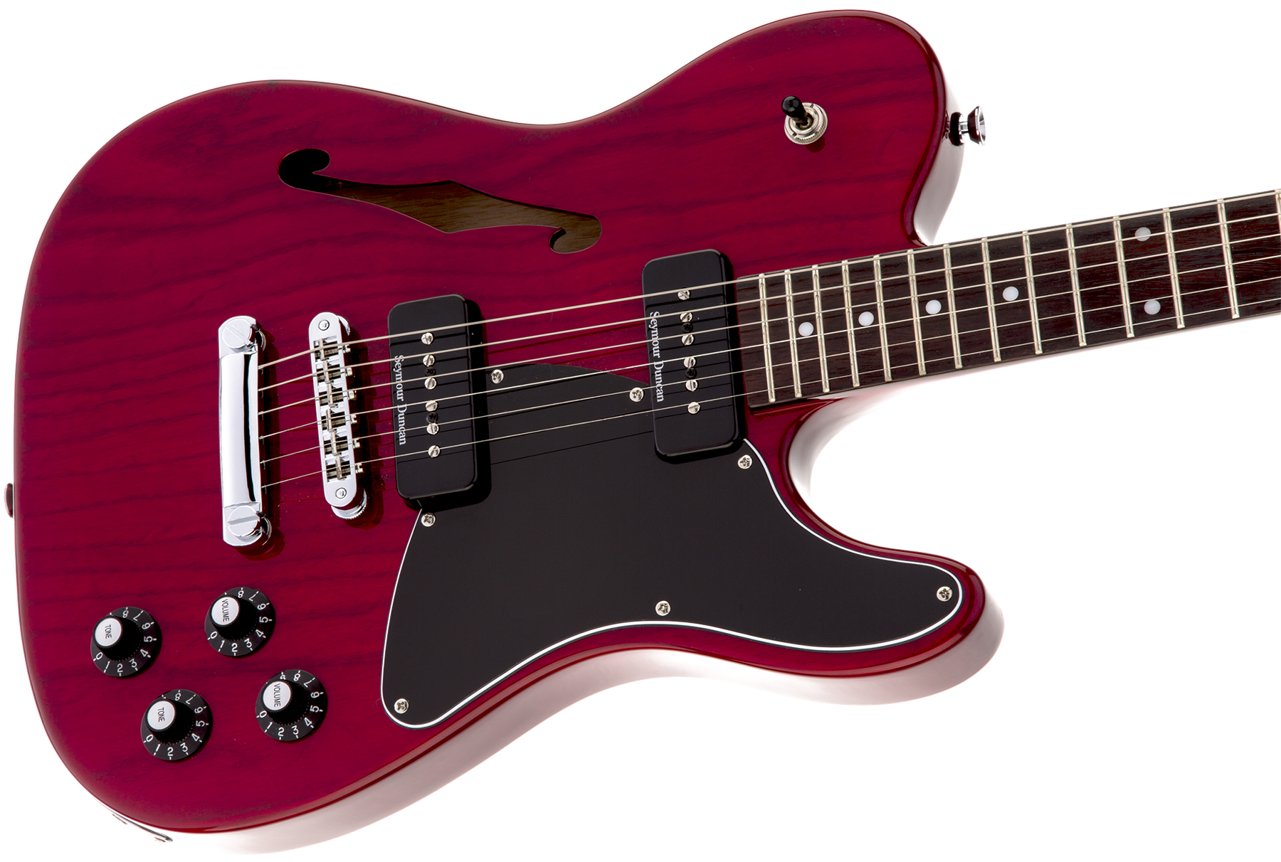 Fender Jim Adkins Tele Ja-90 Mex Signature 2p90 Lau - Crimson Red Transparent - Guitare Électrique Forme Tel - Variation 2