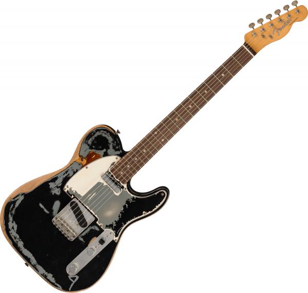 Guitare électrique solid body Fender Joe Strummer Telecaster (MEX, RW) - Road Worn Black Over 3-Color Sunburst