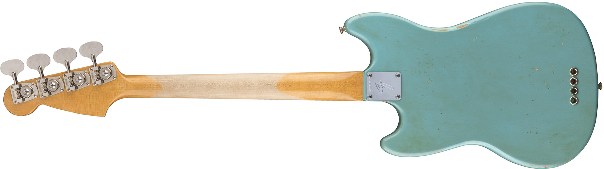 Fender Justin Meldal-johnsen Jmj Mustang Bass Road Worn Mex Rw - Faded Daphne Blue - Basse Électrique Enfants - Variation 1