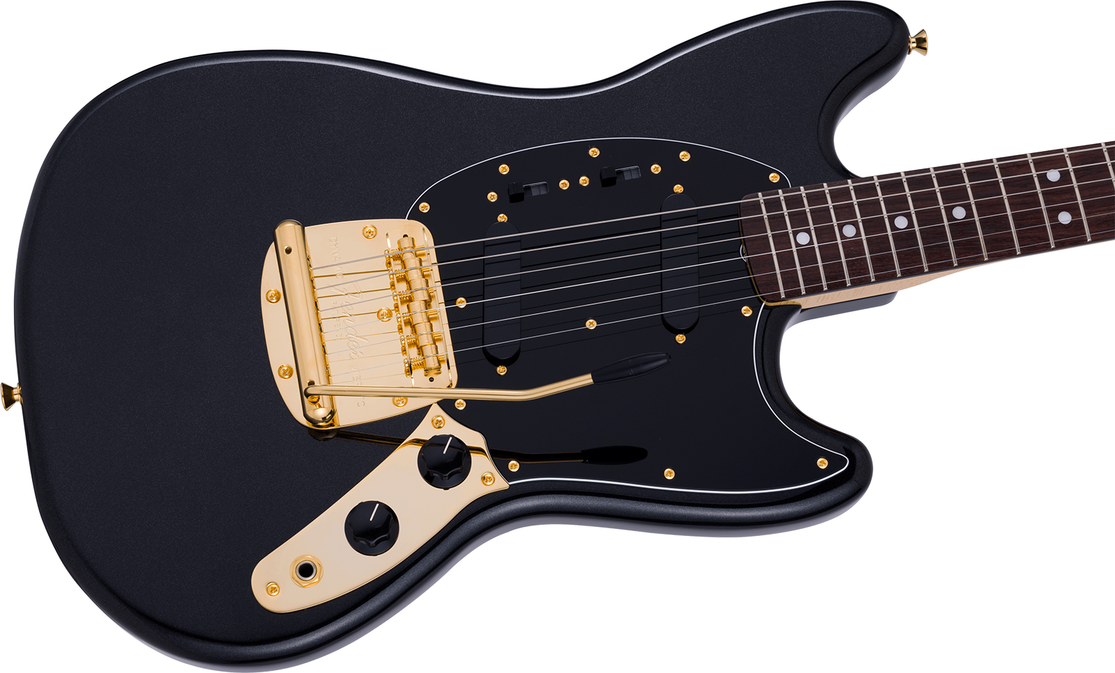 Fender Mustang 60s Traditional Mij Ltd Jap Shsc 2s Trem Rw - Black Pearl - Guitare Électrique RÉtro Rock - Variation 2