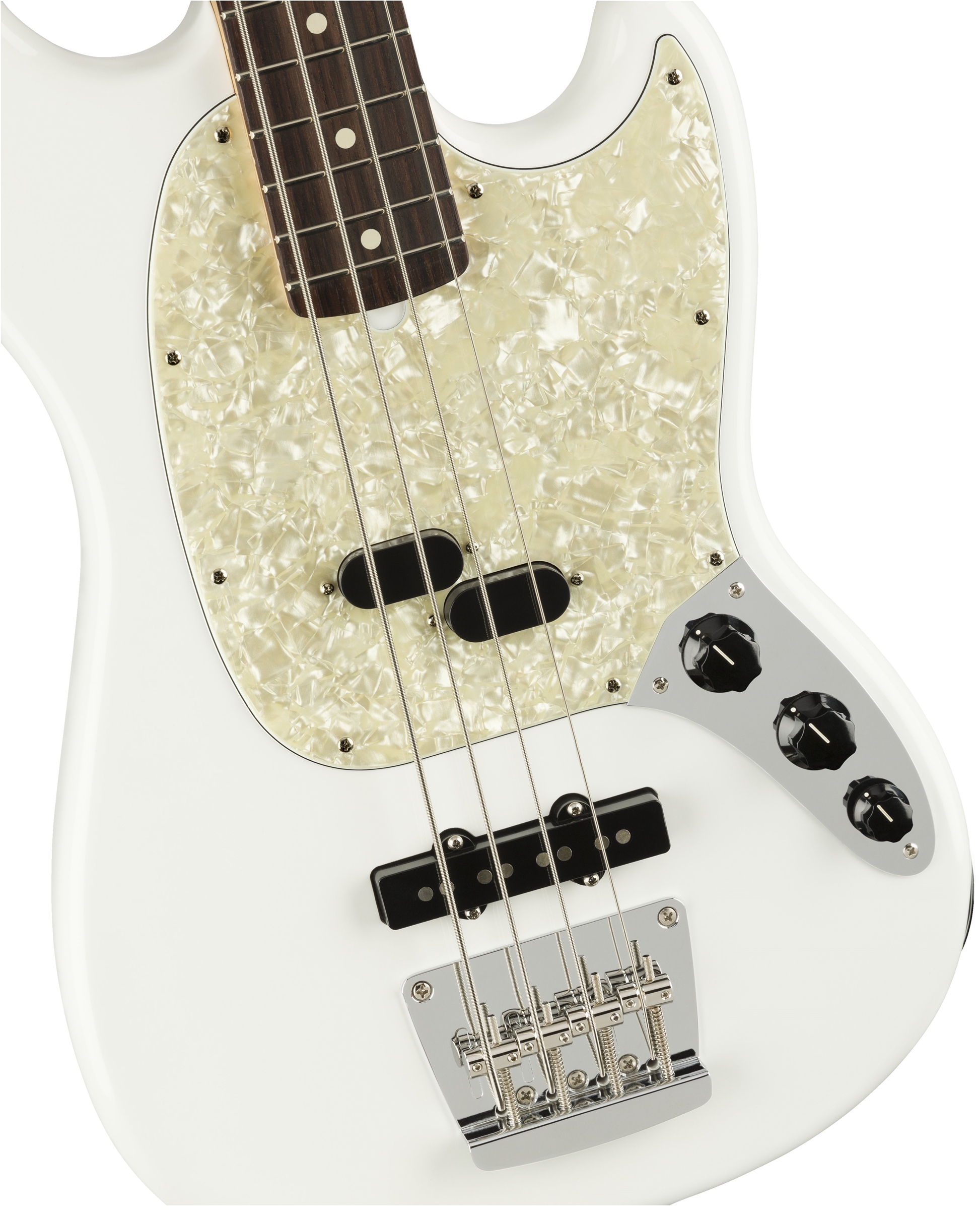 Fender Mustang Bass American Performer Usa Rw - Arctic White - Basse Électrique Enfants - Variation 1