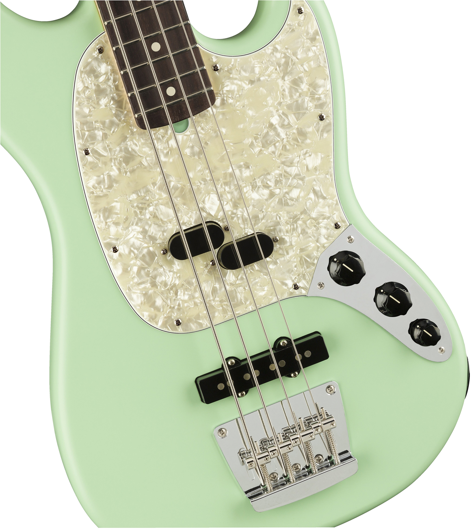Fender Mustang Bass American Performer Usa Rw - Satin Surf Green - Basse Électrique Enfants - Variation 2