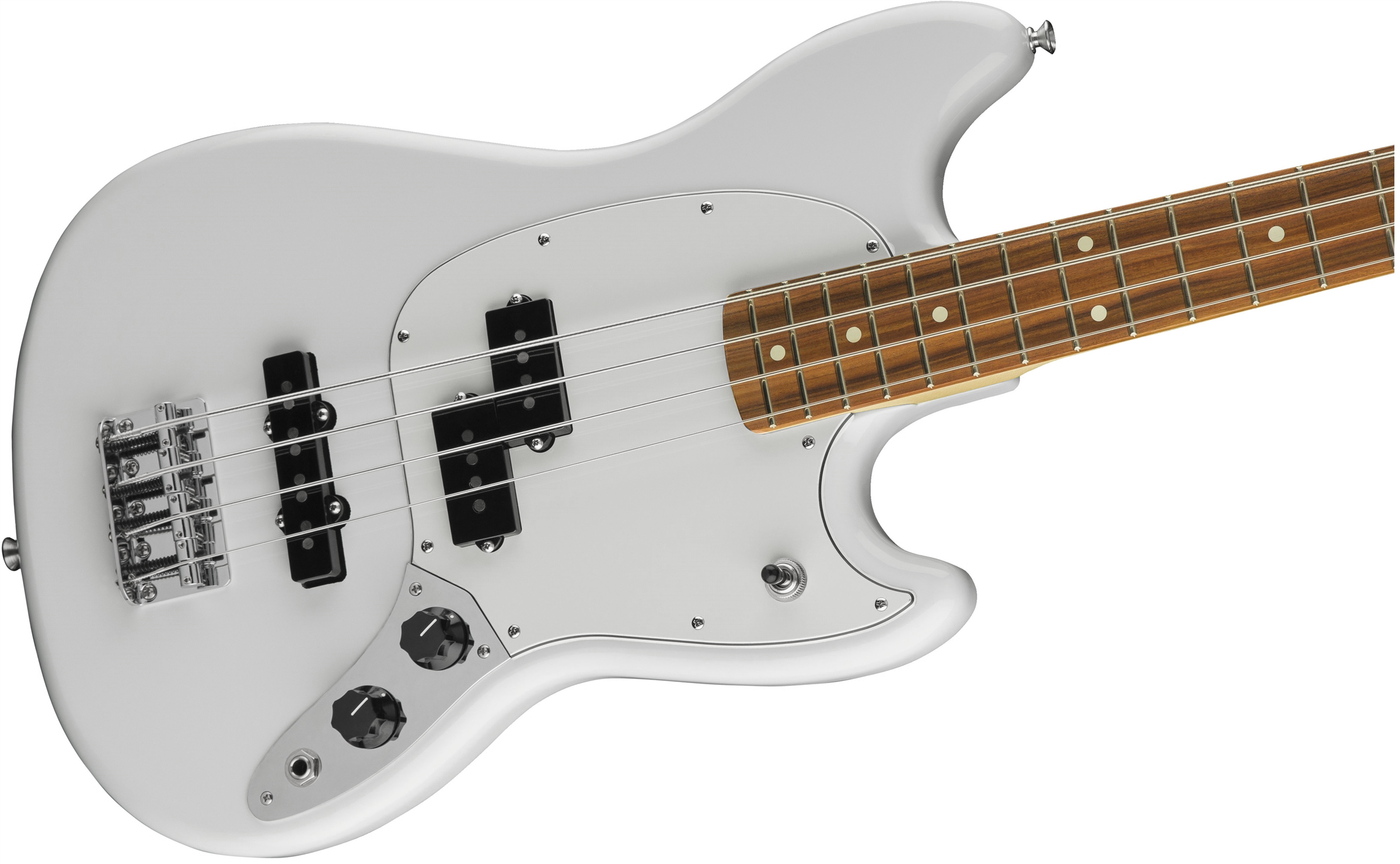 Fender Mustang Bass Pj Mex Pf - Olympic White - Basse Électrique Enfants - Variation 2