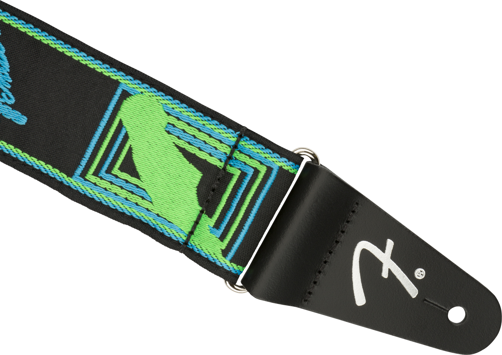 Fender Neon Monogrammed Guitar Strap Green/Blue Sangle courroie