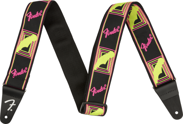 Sangle courroie Fender Neon Monogrammed Guitar Strap - Yellow/Pink