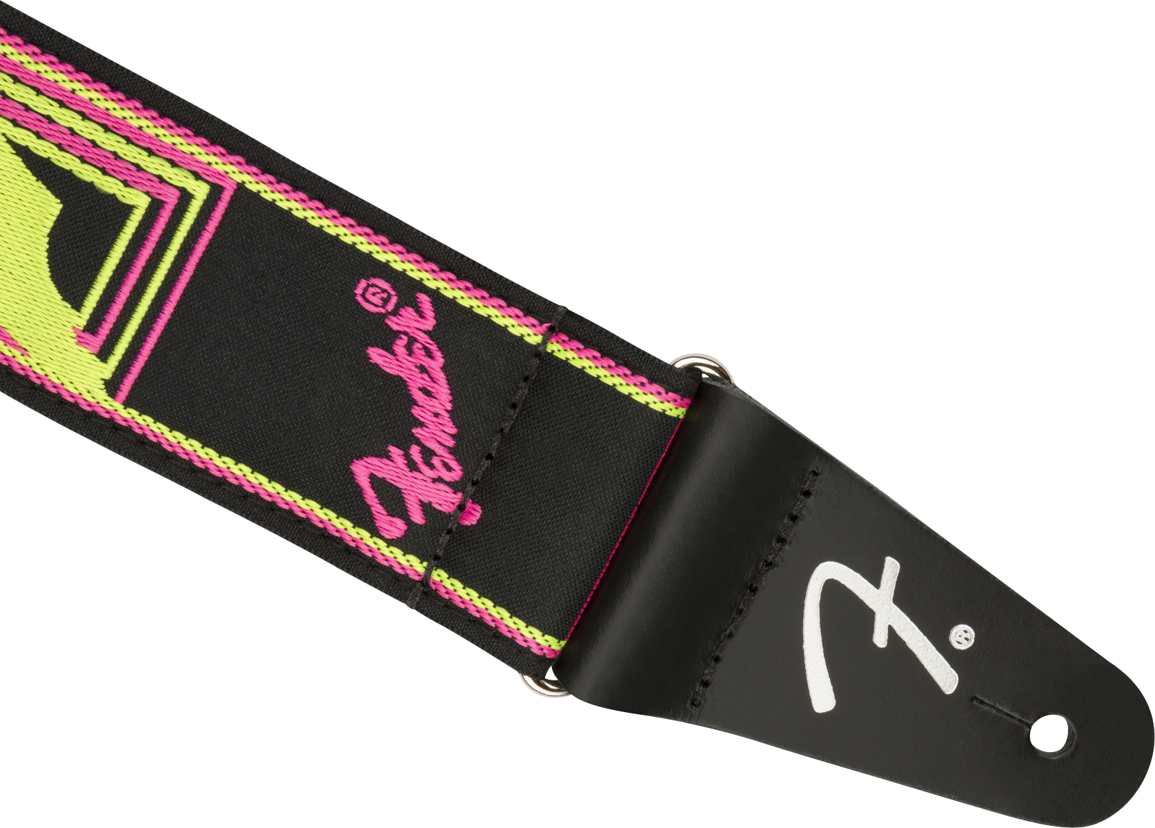 Fender Neon Monogrammed Guitar Strap Poly Yellow/pink - Sangle Courroie - Variation 1