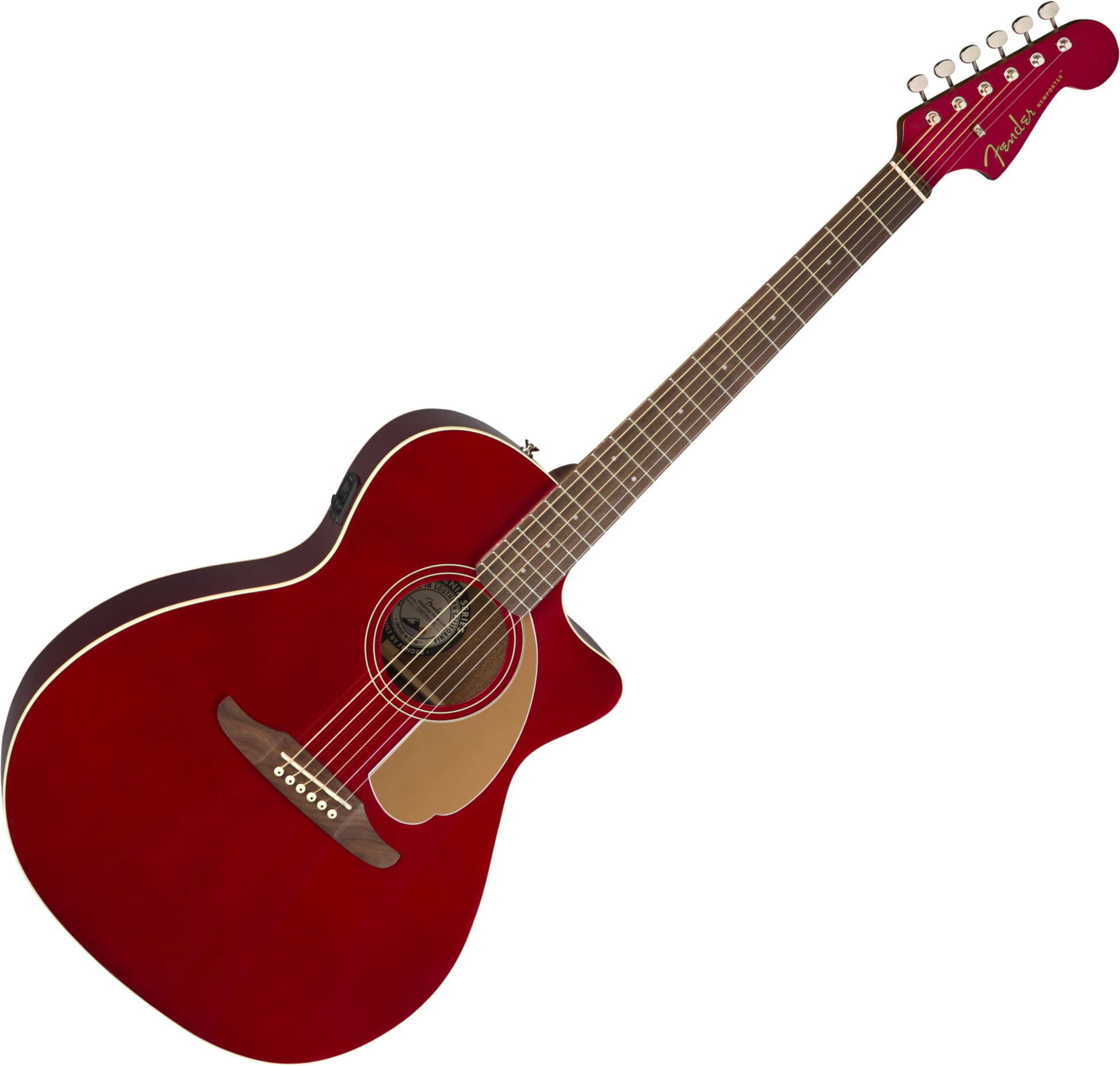 Fender Newporter Player Auditorium Cw Epicea Acajou Wal - Candy Apple Red - Guitare Electro Acoustique - Variation 1