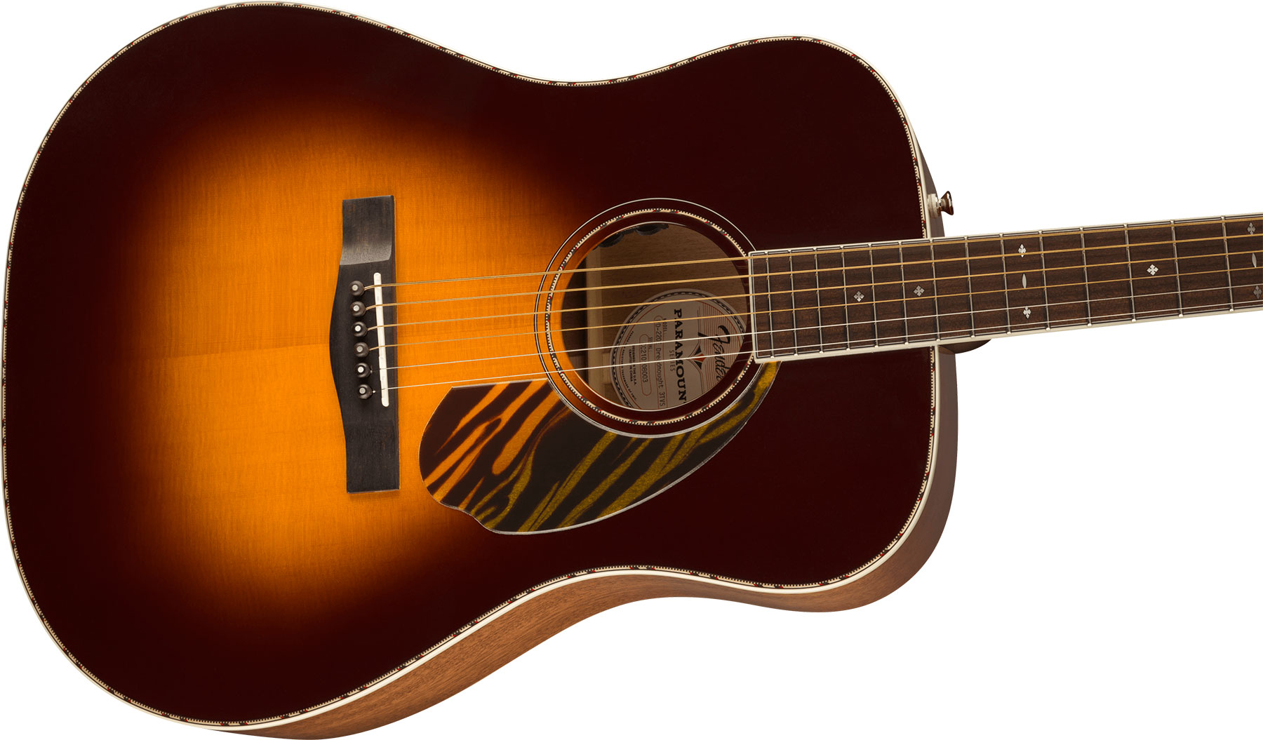 Fender Pd-220e Paramount Dreadnought Epicea Acajou Ova - 3-tone Vintage Sunburst - Guitare Electro Acoustique - Variation 2