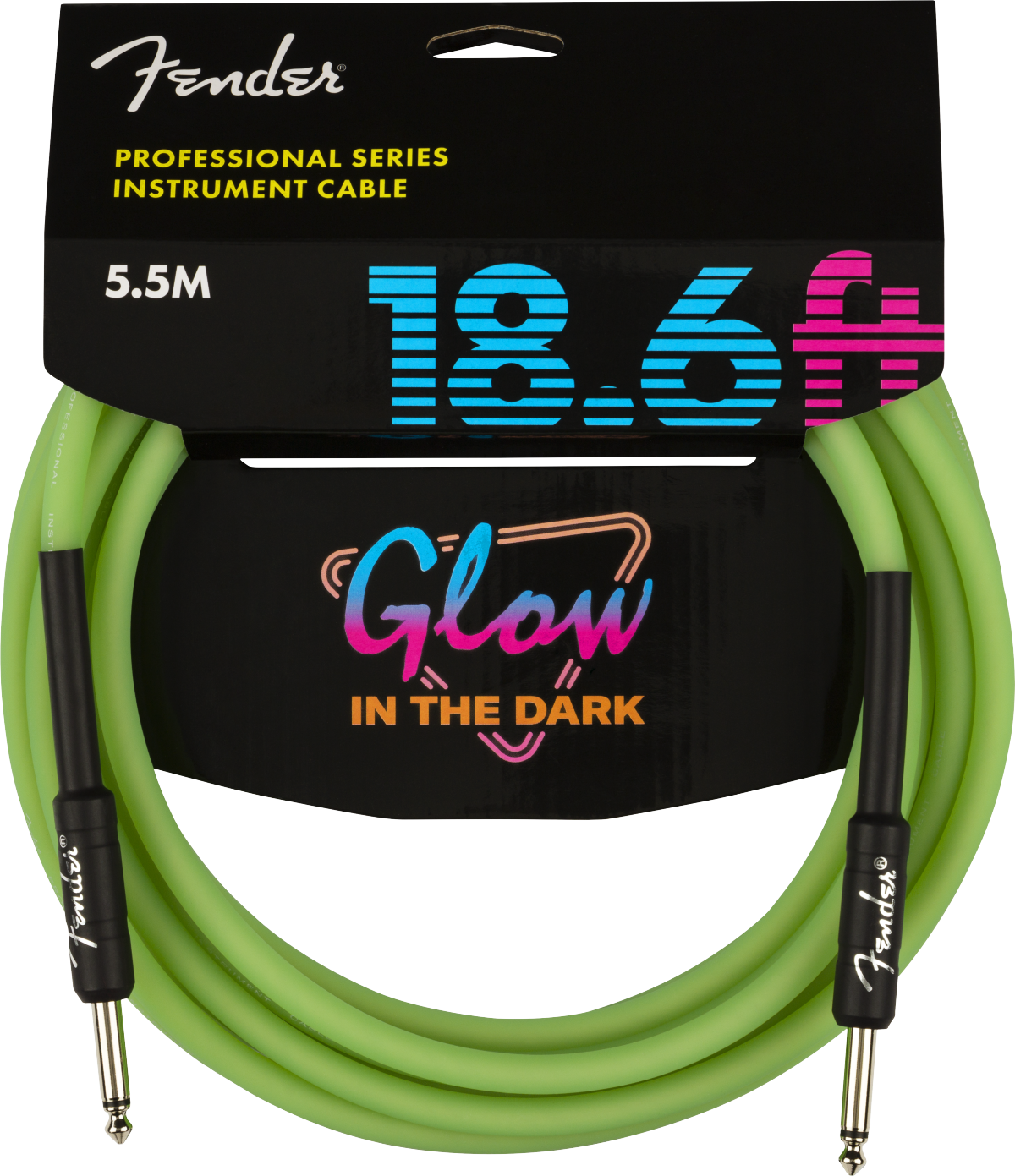 Fender Pro Glow In The Dark Instrument Cable Droit/droit 18.6ft Green - CÂble - Variation 1