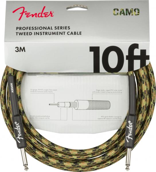 Câble Fender Professional Series Instrument Cable, Straight/Straight, 10ft - Woodland Camo