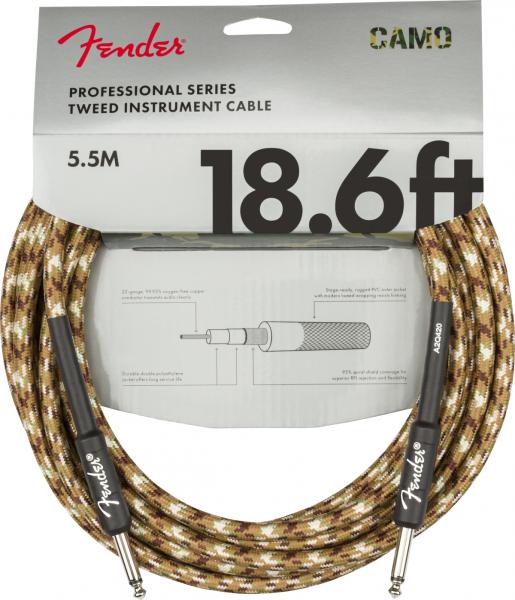 Câble Fender Professional Series Instrument Cable, Straight/Straight, 18.6ft - Desert Camo