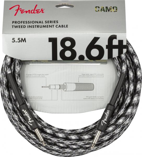 Câble Fender Professional Series Instrument Cable, Straight/Straight, 18.6ft - Winter Camo